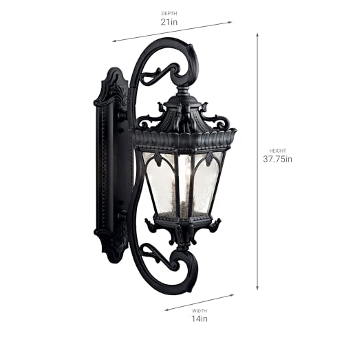 Kichler Tournai 4 Light Outdoor Wall Light Clear Seeded Glass Textured Black
