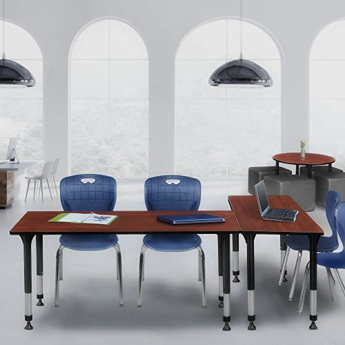 Regency Height Adjustable Classroom Table Set with Two 18" Andy Chairs Cherry/Navy