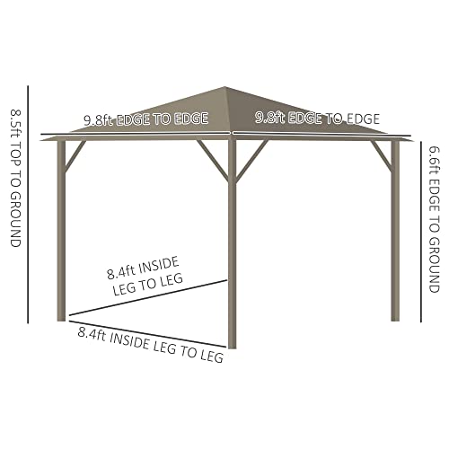 Outsunny 10' x 10' Hardtop Gazebo with Curtains and Netting Coffee Brown