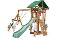 Creative Playthings LTD. Rockland Swing Set with Climbing Wall, Swings & Slide Wood/Green