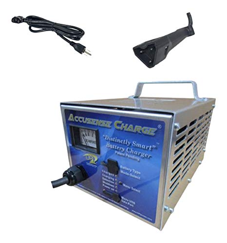 Revenge Golf Cart Parts & Accessories 48volt 17amp Golf Cart Battery Charger with EZ-Go RXV Connector Silver