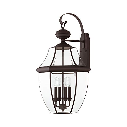 Livex Outdoor Wall Lantern with Clear Beveled Glass Shades Bronze
