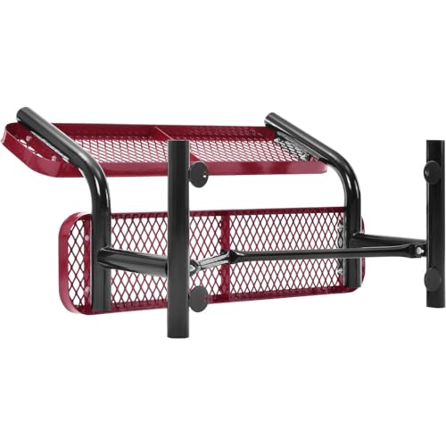 Global Industrial 48" Outdoor Steel Bench with Backrest Expanded Metal Red