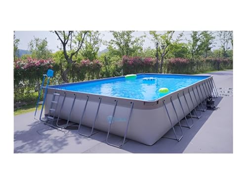 PoolZoom CaliFun Soft Sided Frame Pool Package with Pump and Filter Set, 10' x 18' Rectangle Gray