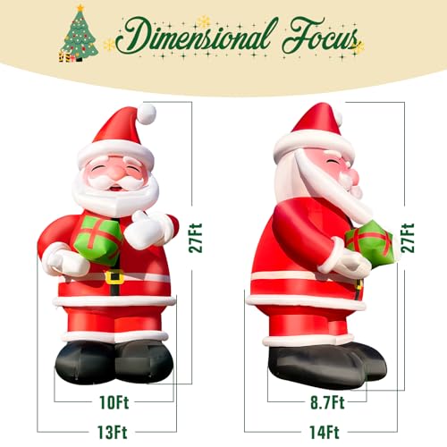 OZIS Giant 27Ft Inflatable Santa Claus Holding Gift Red
