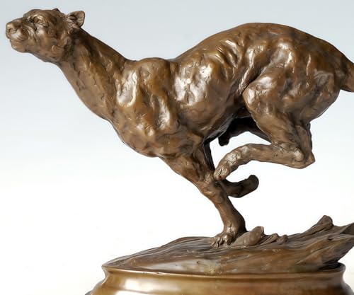 FENGSHUI-CAISHEN Pure Copper Cheetah Statue Brown