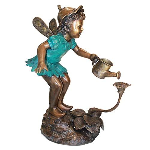 Design Toscano The Fairy Gardener Garden Statue Cast Bronze Two Tone Bronze & Verdigris