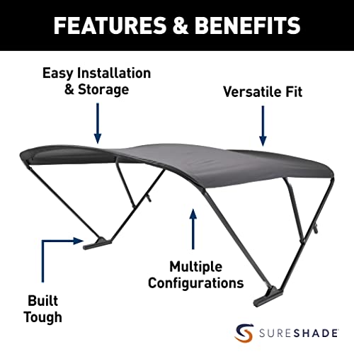 SureShade Power Pontoon Bimini Top Black