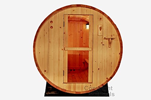 None 6-Foot Canadian Outdoor Pine Wood 4-Person Barrel Sauna Wet/Dry SPA with 9KW Electric Heater and Lava Rocks