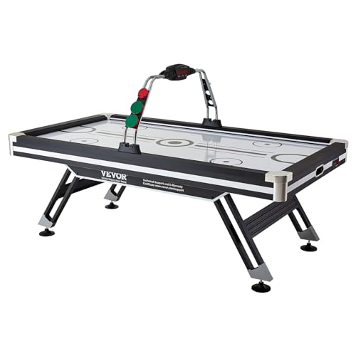 VEVOR Air Hockey Table 89" with Electronic Score System, LED Sports Game, 2 Pushers, 2 Pucks - Black and White