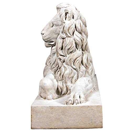 Design Toscano Castle Courtyard Lion Sentinel Statue Head Right Antique Stone