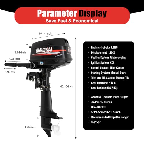 TFCFL 4-Stroke 6.5HP Outboard Motor 123CC Black