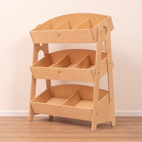 Wood And Hearts Montessori 3-Tier Shelf Natural Wood