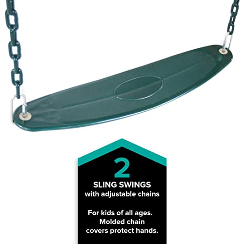 Sportspower Alta Oaks Metal Wood Deck Swing Set with Slide