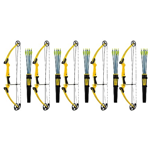 GENESIS Adjustable Right-Handed Compound Bow Kit with Quiver, Arm Guard, Arrows Yellow