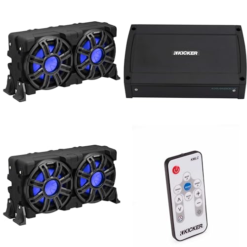 KICKER 10-Inch Loaded Premium Marine Sub Enclosure & 48KXMA12002 Marine Amp Bundle