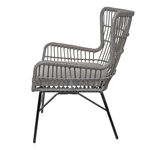 Alpine Corporation Outdoor Resin Wicker Conversation Set with Cushions
