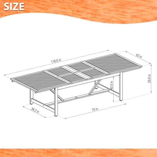 Amazonia Double Extendable Rectangular Carolina Patio Dining Set 11-Piece Light Teak Finish