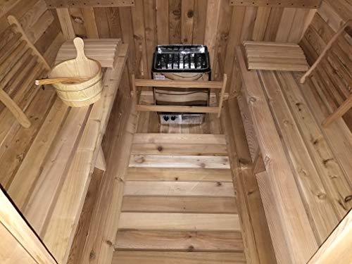 MCP Sauna Canadian Red Cedar Wood Outdoor Barrel Steam Sauna 6KW Heater