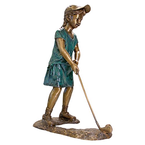 Design Toscano The Girl Golfer Garden Statue Cast Bronze Two Tone Bronze & Verdigris