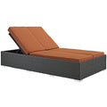 Modway Sojourn Wicker Rattan Outdoor Patio Double Chaise Canvas Tuscan Orange