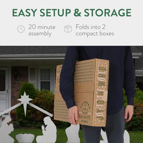 Outdoor Nativity Store Complete Weatherproof Nativity Scene Set - 12 Figures for Outdoor Christmas Decoration - Large, White