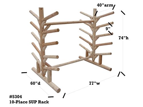 Log Kayak Rack 10 Place SUP Surfboard Rack Unfinished