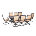 CAMBRIDGE Legacy 9-Piece Outdoor Dining Set with 8 Swivel Rockers Tan