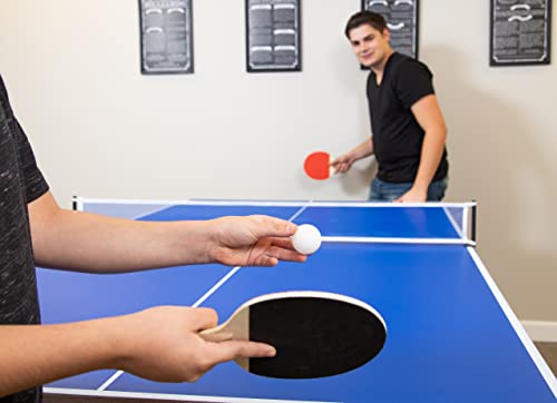 Hathaway Newport 7-ft Pool Table Tennis Combination with Dining Top, Two Storage Benches - Woodtone