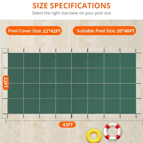 Garvee Ultra-Dense Pool Safety Cover 22x42ft with Anchors Green