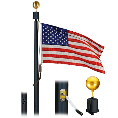Eder Flag Deluxe IH 25 Foot 5"x3"x.125" Black Finish Flagpole Black Anodized