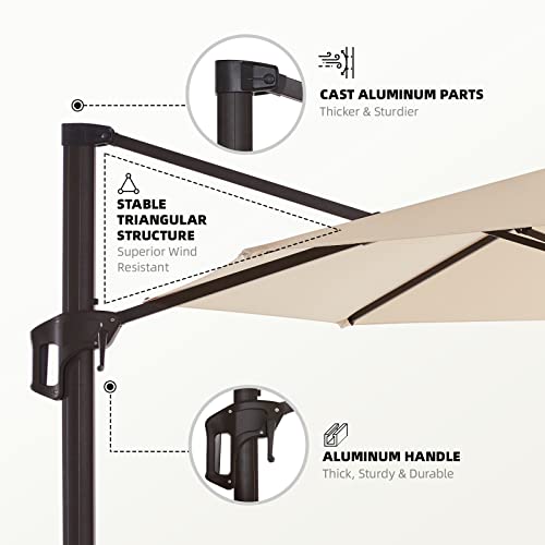 wikiwiki 11 FT Cantilever Patio Umbrella Tan