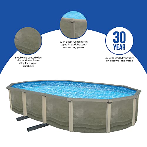 Blue Wave Trinity 18x33-ft Oval 52-in Deep Steel Wall Above Ground Pool Package Gray