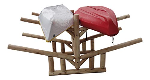 Log Kayak Rack 2-Sunfish Sailboat + 2 Canoes or Kayaks Natural