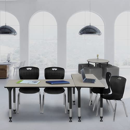 Regency Kee Height Adjustable Classroom Table Set with 18" Andy Chairs Maple/Black