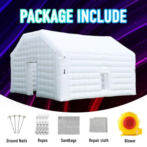 OZIS Large White Inflatable Nightclub Disco Cube Tent 20X16.5X12Ft