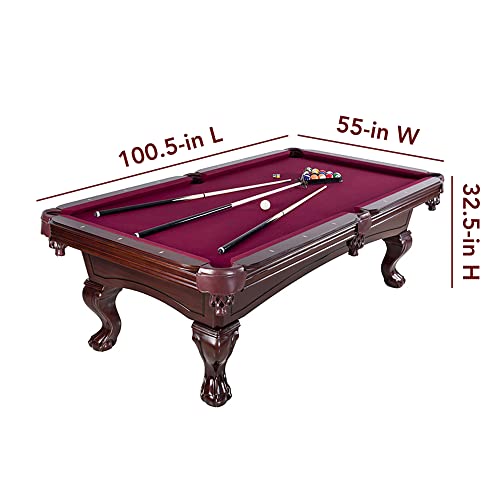Hathaway Augusta 8-ft Pool Table with Burgundy Felt - Mahogany Finish