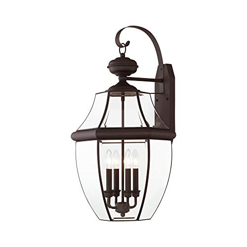 Livex Outdoor Wall Lantern with Clear Beveled Glass Shades Bronze
