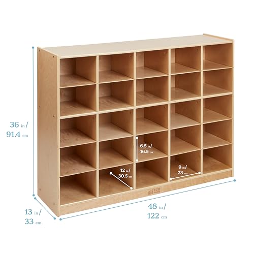 ECR4Kids 25 Cubby Mobile Tray Storage Cabinet Natural