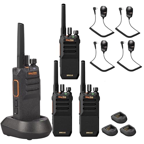 Motorola Solutions Mag One BPR50dX Two-Way Portable Radio UHF 4-Watt 64 Channel + Remote Speaker Mic (4-Pack)