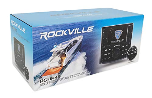 Rockville RGHR45 4 Zone Marine Bluetooth Radio Bundle with (4) WB65KLED 6.5" Black Wakeboard LED Speakers