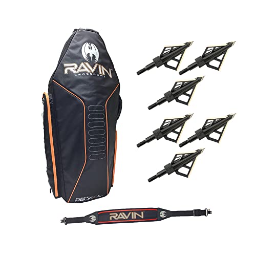 RAVIN Crossbows Hard Case with Shoulder Sling and Hunting Broadheads Kit Black
