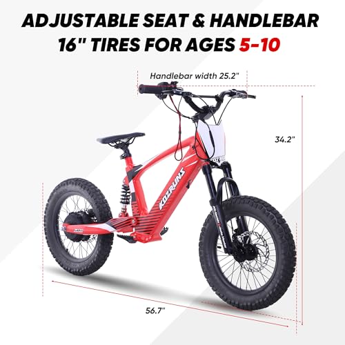 TUIBOKA Kids Electric Dirt Bike 36V 500W 3 Speed 15.5 MPH Red