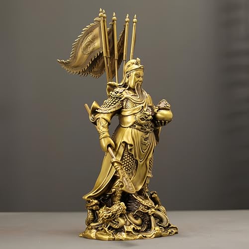 FENGSHUI-CAISHEN Guan Yu Statue Brass 27 Inch God of Wealth Fortune Figurine
