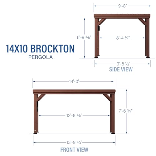 Backyard Discovery Brockton 14' x 10' Modern Cedar Wood Pergola Kit Dark Walnut