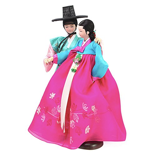 Parkssisangbang Korean Traditional Handicraft Dolls Sarang-ga Collectible Hanbok Gift Set Green/Blue/Pink