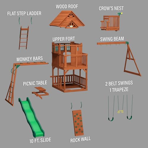 Backyard Discovery Skyfort II Cedar Wood Swing Set Brown