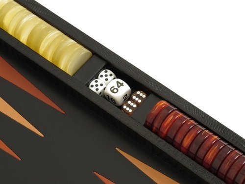 Zaza & Sacci Leather Backgammon Set 15" Travel Attache Black Lizard