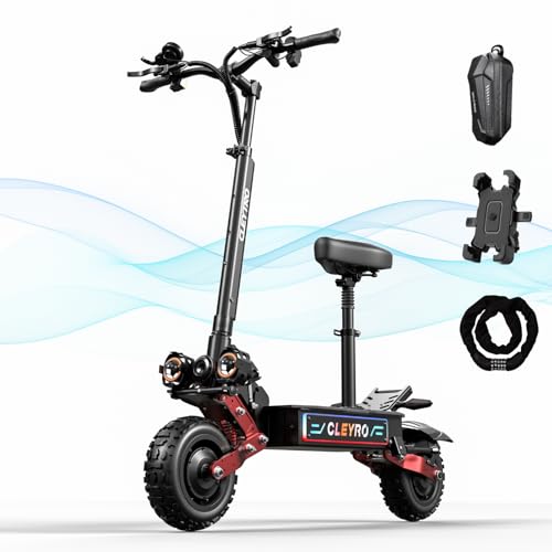 Cleytro Adult Electric Scooter 6000W 60V 50MPH 60 Miles Range Black