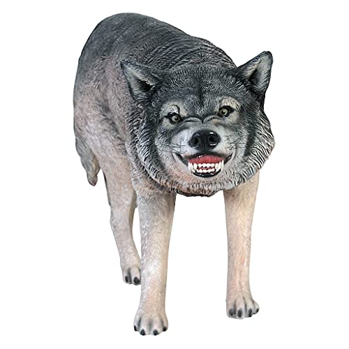 Design Toscano Call of the Wild Growling Gray Wolf Statue Full Color